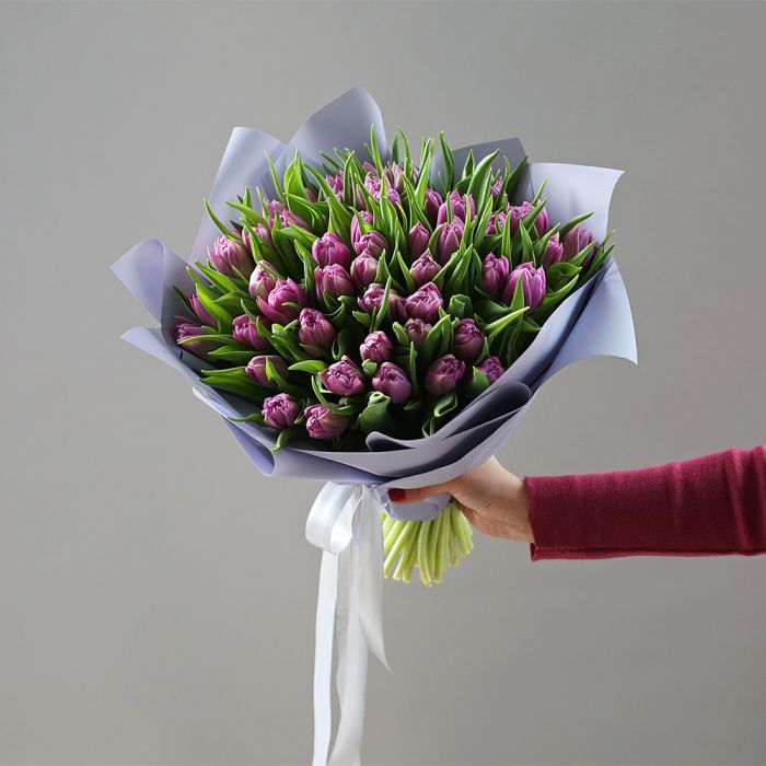 Лиловые тюльпаны 51 шт. ― Мята